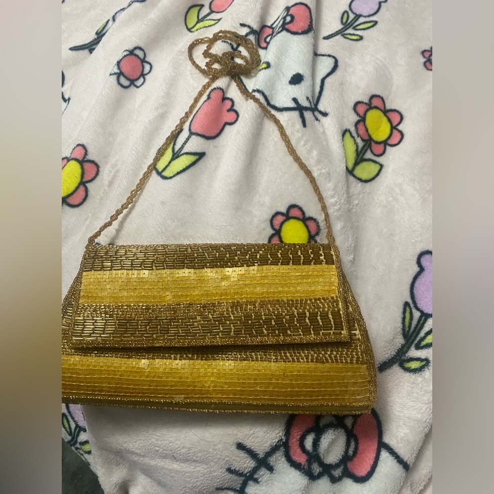 Bijoux Terner Beaded gold purse